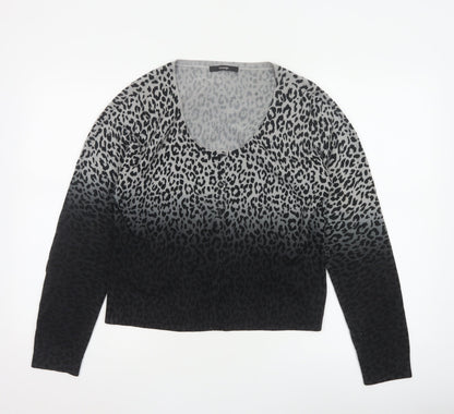 George Women’s Grey Black Leopard Print Scoop Neck Jumper UK 14
