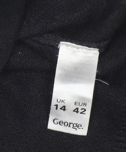 George Women’s Grey Black Leopard Print Scoop Neck Jumper UK 14