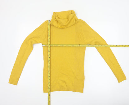 Création L Women Yellow Roll Neck Knit Jumper UK 10 Cotton Viscose