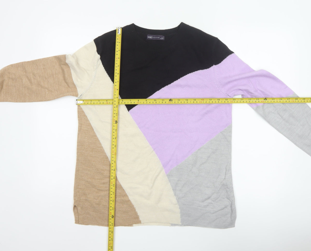 Marks and Spencer Women’s Multicoloured Geometric Knit Jumper UK 12