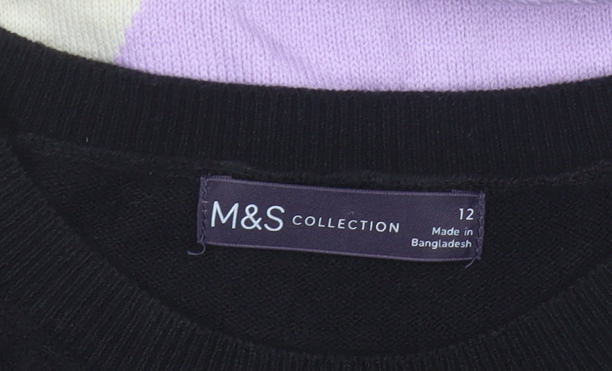 Marks and Spencer Women’s Multicoloured Geometric Knit Jumper UK 12