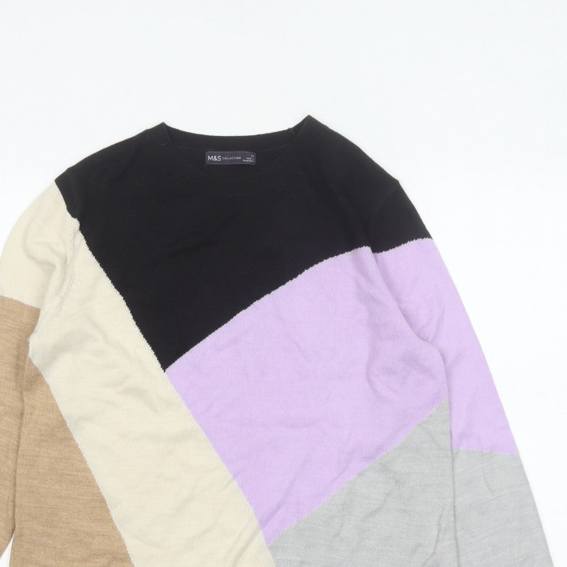 Marks and Spencer Women’s Multicoloured Geometric Knit Jumper UK 12