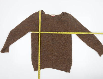 Joe Browns Women’s Brown Wool Blend V-Neck Jumper UK 12