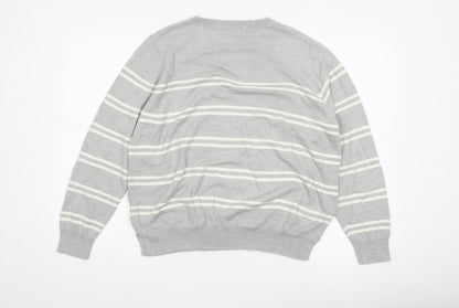 Marks and Spencer Women Grey White Stripe Knit Jumper Size 18