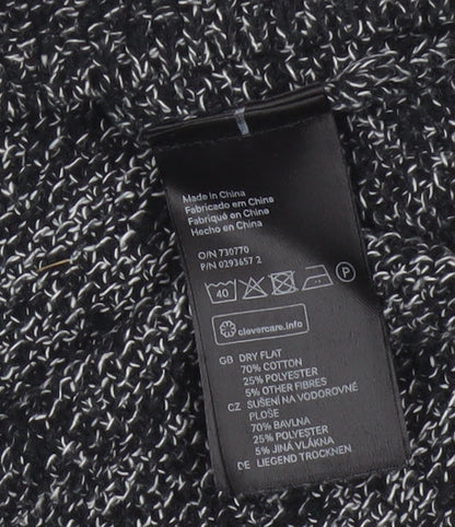 H&M Conscious Women Black Marl Open Knit Cardigan XS Long Sleeve