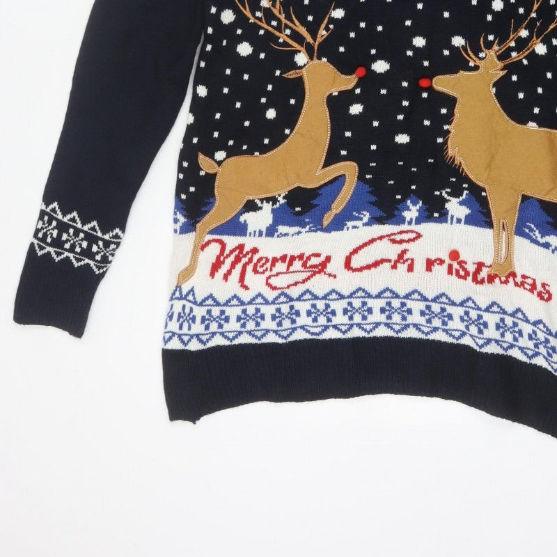 You Look Ugly Today Men's Black XL Christmas Reindeer Knit Pullover