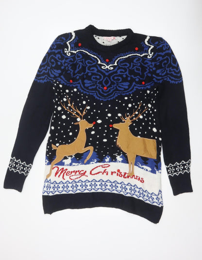 You Look Ugly Today Men's Black XL Christmas Reindeer Knit Pullover