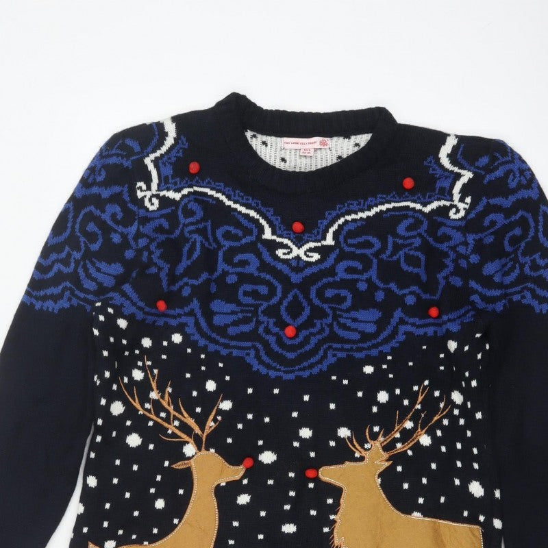 You Look Ugly Today Men's Black XL Christmas Reindeer Knit Pullover