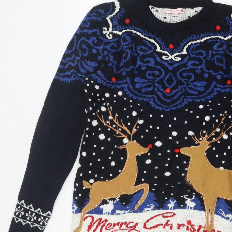 You Look Ugly Today Men's Black XL Christmas Reindeer Knit Pullover
