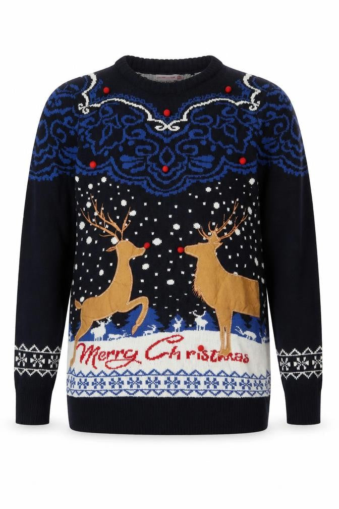 You Look Ugly Today Men's Black XL Christmas Reindeer Knit Pullover