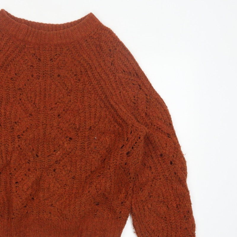 F&F Women’s Brown UK 12 Cable Knit Raglan Sleeve Jumper