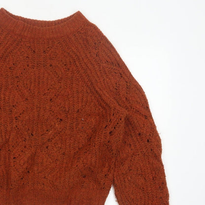 F&F Women’s Brown UK 12 Cable Knit Raglan Sleeve Jumper