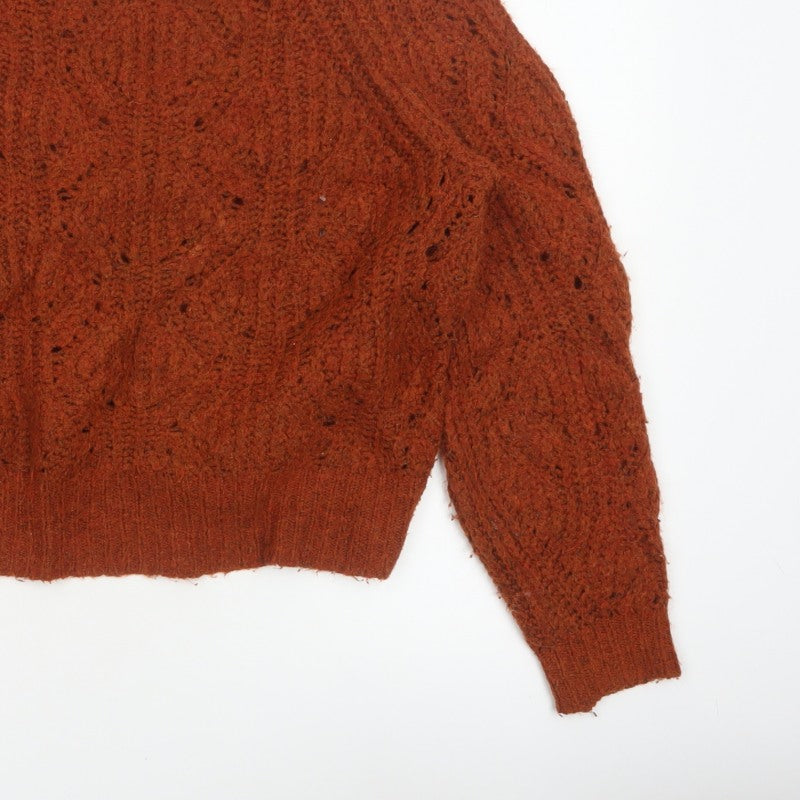 F&F Women’s Brown UK 12 Cable Knit Raglan Sleeve Jumper