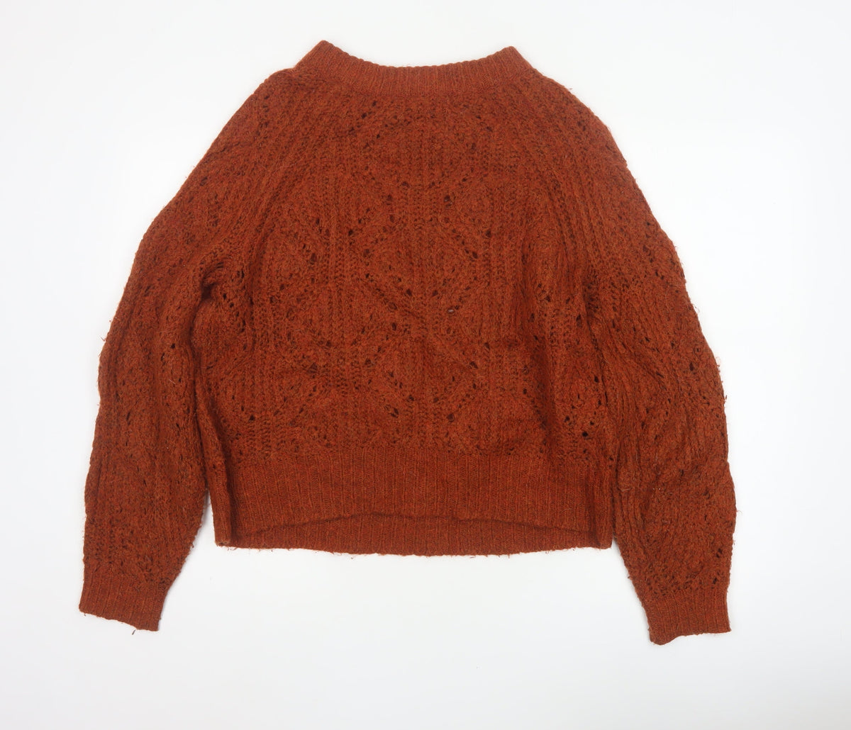 F&F Women’s Brown UK 12 Cable Knit Raglan Sleeve Jumper