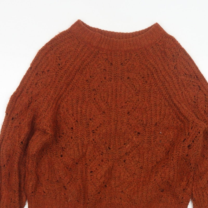 F&F Women’s Brown UK 12 Cable Knit Raglan Sleeve Jumper