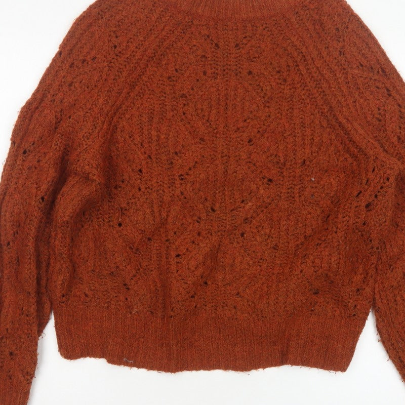 F&F Women’s Brown UK 12 Cable Knit Raglan Sleeve Jumper