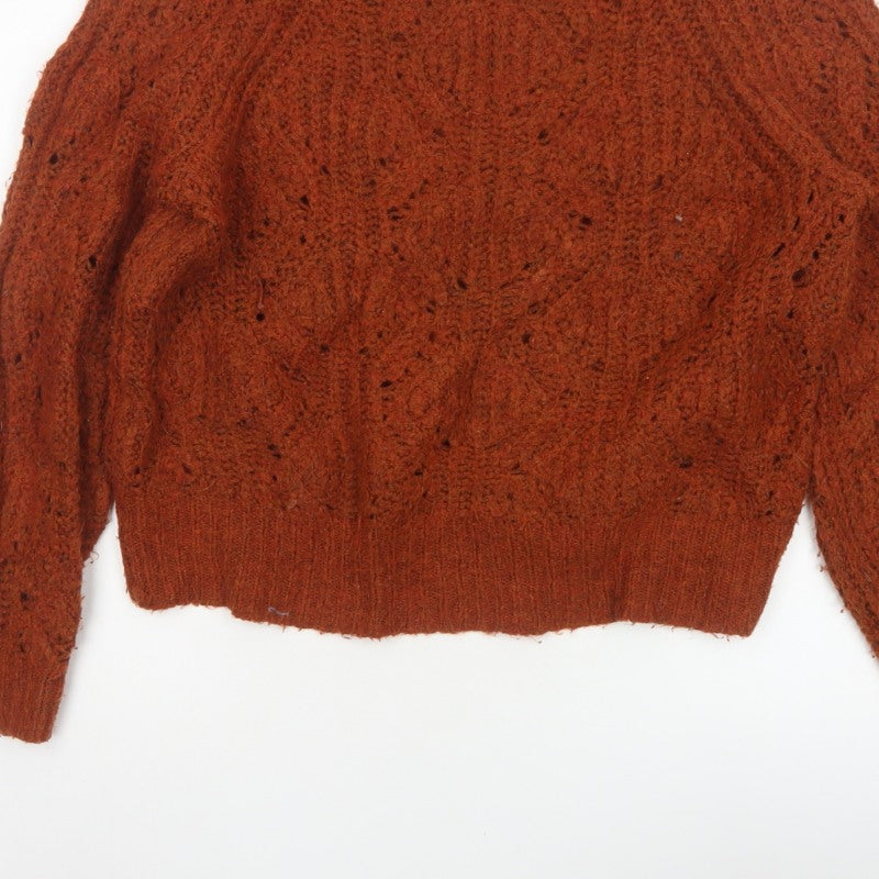 F&F Women’s Brown UK 12 Cable Knit Raglan Sleeve Jumper
