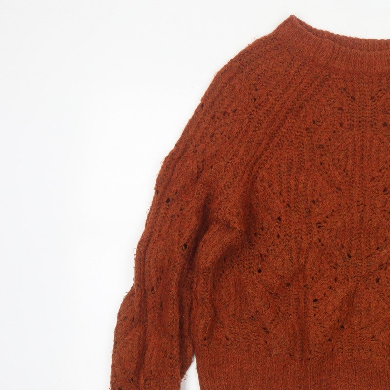 F&F Women’s Brown UK 12 Cable Knit Raglan Sleeve Jumper