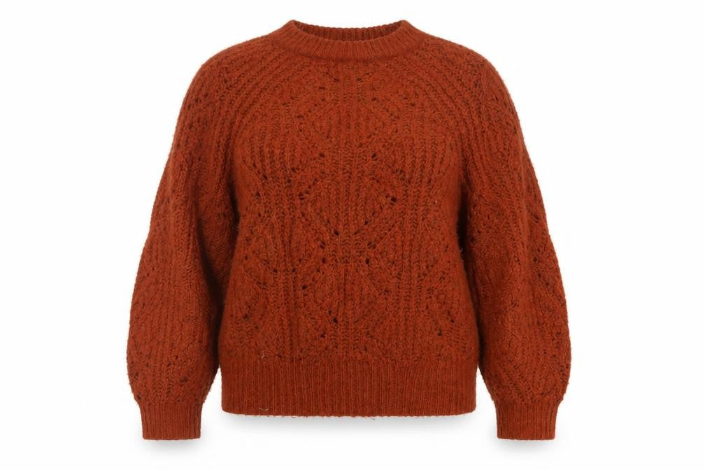 F&F Women’s Brown UK 12 Cable Knit Raglan Sleeve Jumper