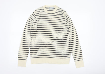 Marks and Spencer Women’s Ivory Stripe Merino Wool Pullover Jumper UK 12