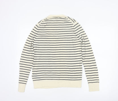 Marks and Spencer Women’s Ivory Stripe Merino Wool Pullover Jumper UK 12