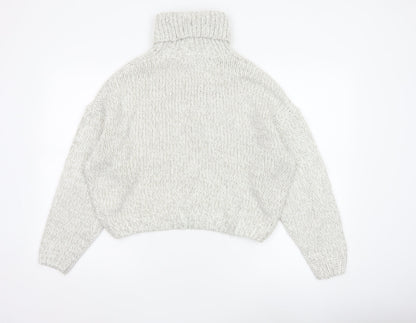 H&M Women Ivory M Chunky Knit Roll Neck Oversized Jumper