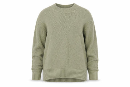 Marks & Spencer Women’s Green XS Geometric Cotton Knit Crew Neck Jumper