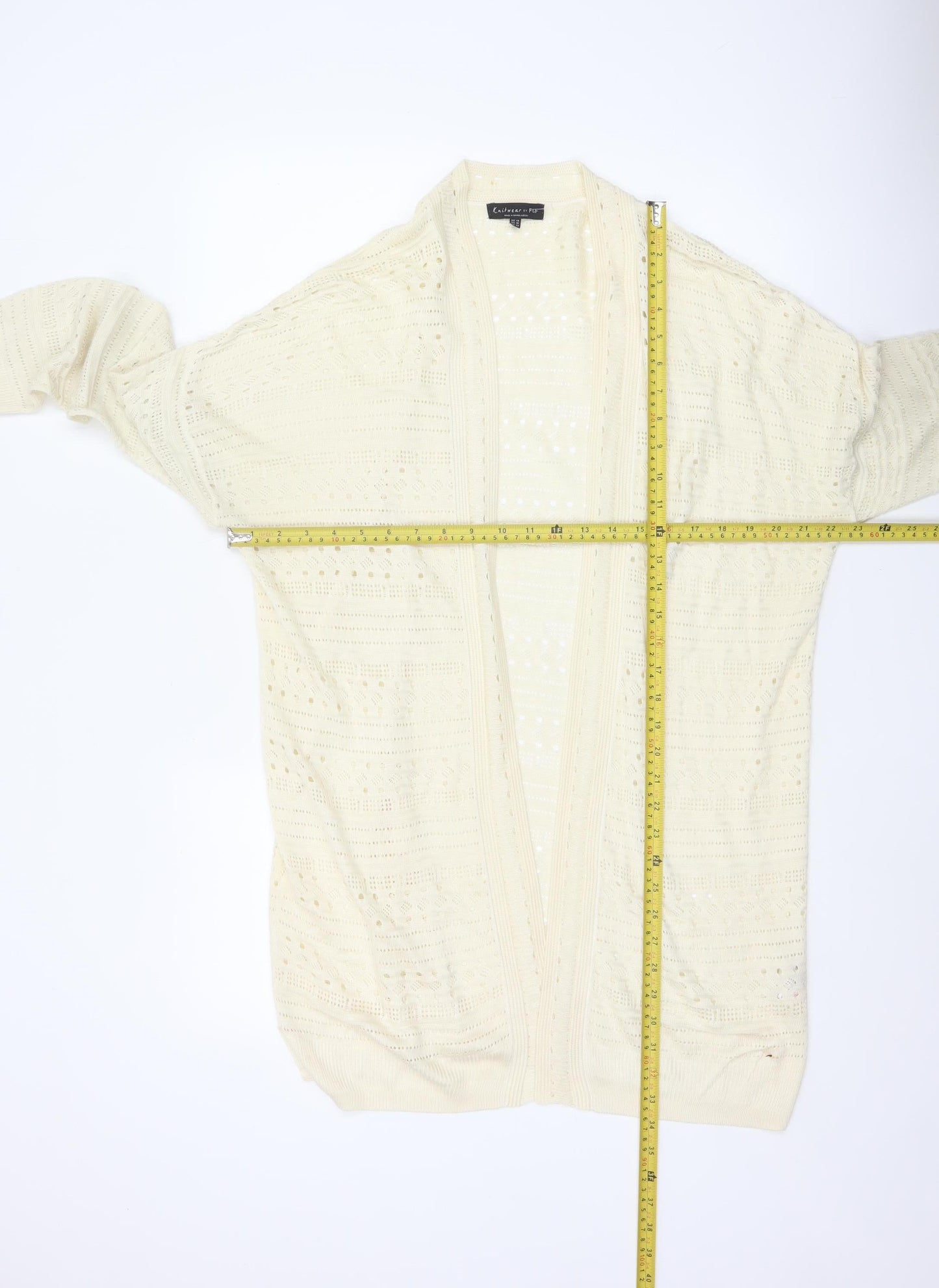 Knitwear by F&F Women Ivory UK 14 Open Knit Long Cardigan