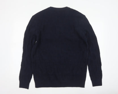 Tu Men’s Navy Blue M Cable Knit Crew Neck Pullover Jumper