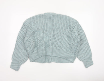 Zara Women Blue Size S Chunky Knit V-Neck Button Cardigan