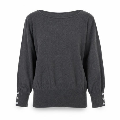 Next Women’s Grey Size 16 Modal Knit Scoop Neck Button Jumper