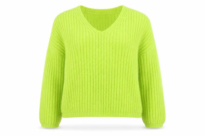 Tu Women Green Size 14 Chunky Knit V-Neck Pullover Jumper