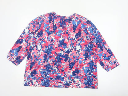 Honor Millburn Women's Multicoloured Size 20 Floral Jersey 3/4 Sleeve Top