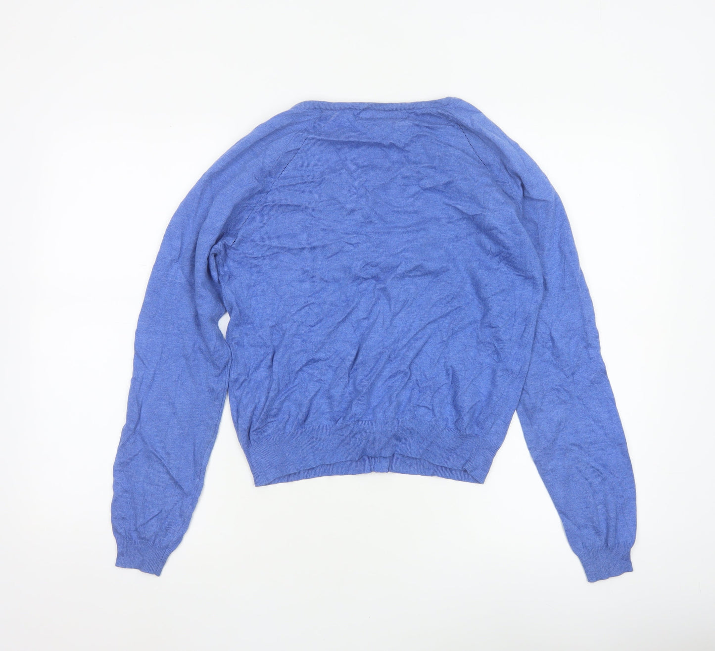 Next Women Blue Cotton Blend Button Cardigan UK 12 Long Sleeve