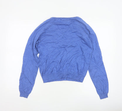 Next Women Blue Cotton Blend Button Cardigan UK 12 Long Sleeve