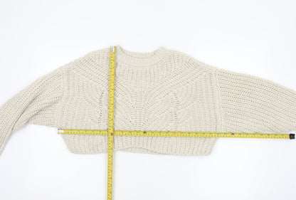 Topshop Women’s Ivory XS Chunky Cable Knit Cropped Pullover Jumper