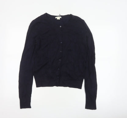 Basic Women’s Blue Size 8 V-Neck Button Knit Cardigan