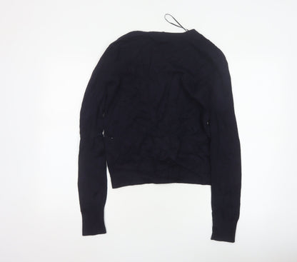 Basic Women’s Blue Size 8 V-Neck Button Knit Cardigan