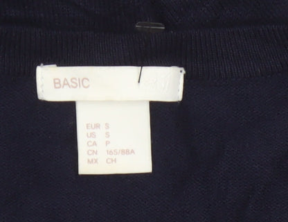 Basic Women’s Blue Size 8 V-Neck Button Knit Cardigan