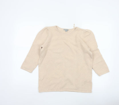 COS Women’s Beige M Cotton Textured Knit Raglan Sleeve Jumper