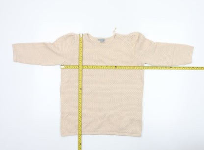COS Women’s Beige M Cotton Textured Knit Raglan Sleeve Jumper