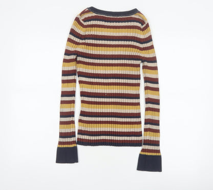 Next Women’s Multicoloured Striped Glitter Rib Knit Jumper UK 10