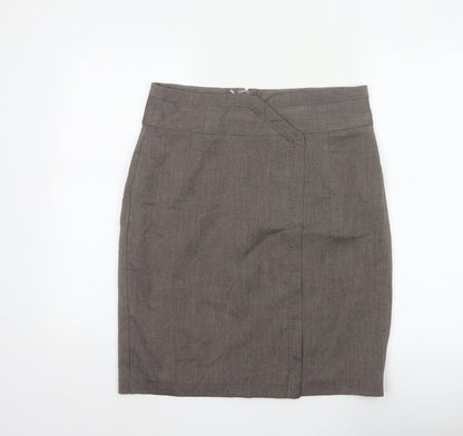 Next Women’s Brown UK 14 Knee Length Pencil Skirt Lined Zip