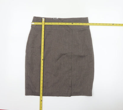 Next Women’s Brown UK 14 Knee Length Pencil Skirt Lined Zip