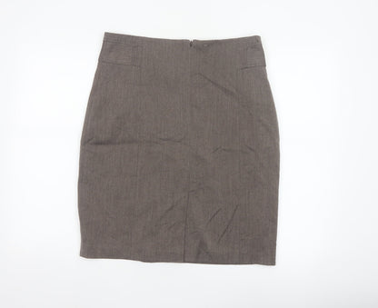 Next Women’s Brown UK 14 Knee Length Pencil Skirt Lined Zip