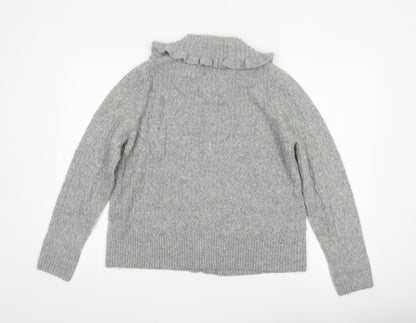 Tu Women’s Grey Cable-Knit Collared Button Cardigan Size 14