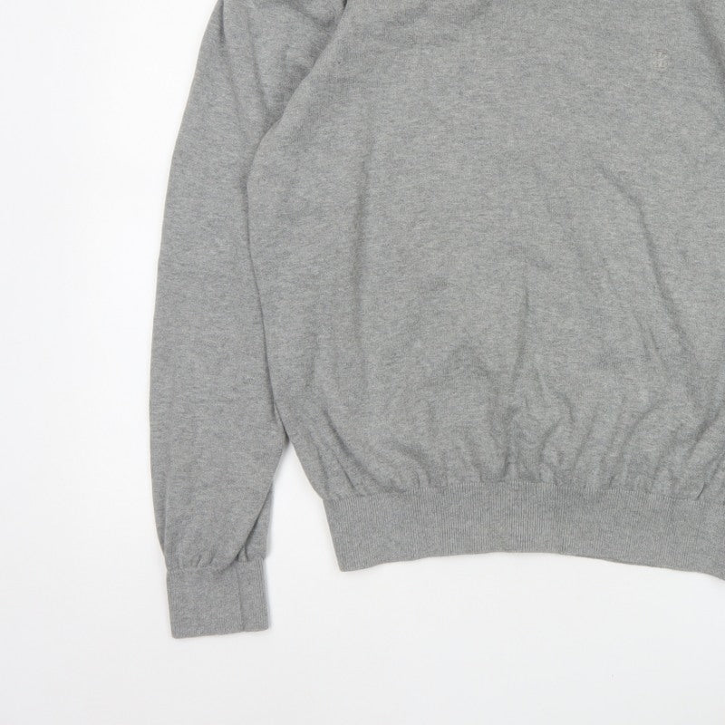 IZOD Men's Grey L V-Neck Fine Knit Pullover Jumper Classic