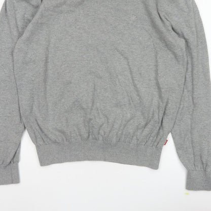 IZOD Men's Grey L V-Neck Fine Knit Pullover Jumper Classic