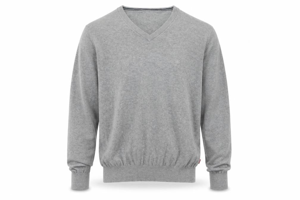 IZOD Men's Grey L V-Neck Fine Knit Pullover Jumper Classic