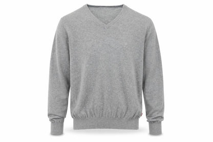 IZOD Men's Grey L V-Neck Fine Knit Pullover Jumper Classic